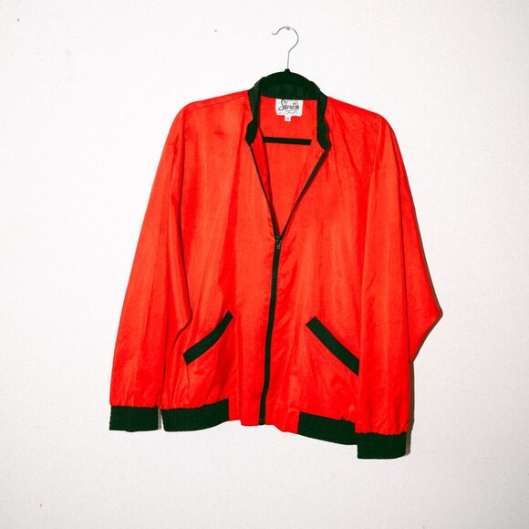Vintage 90s Secrets Women’s 12 Crepey Vintage Red Jacket with Black Detailing - Picture 6 of 6